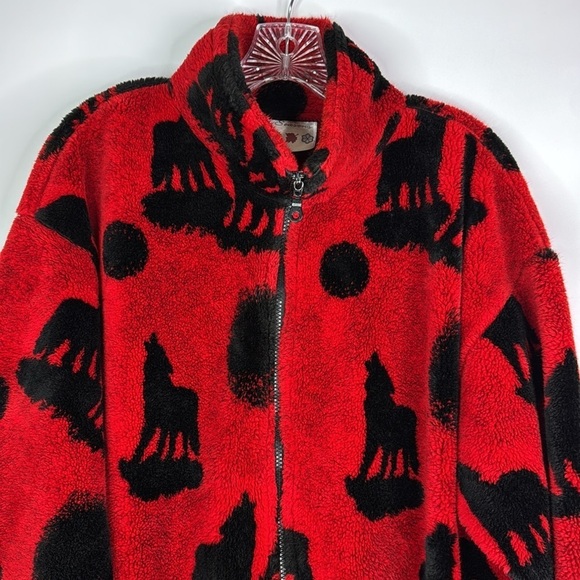 Vintage Four Seasons Red Wolf Moon Full Zip Fleece Jacket Large - Picture 2 of 10